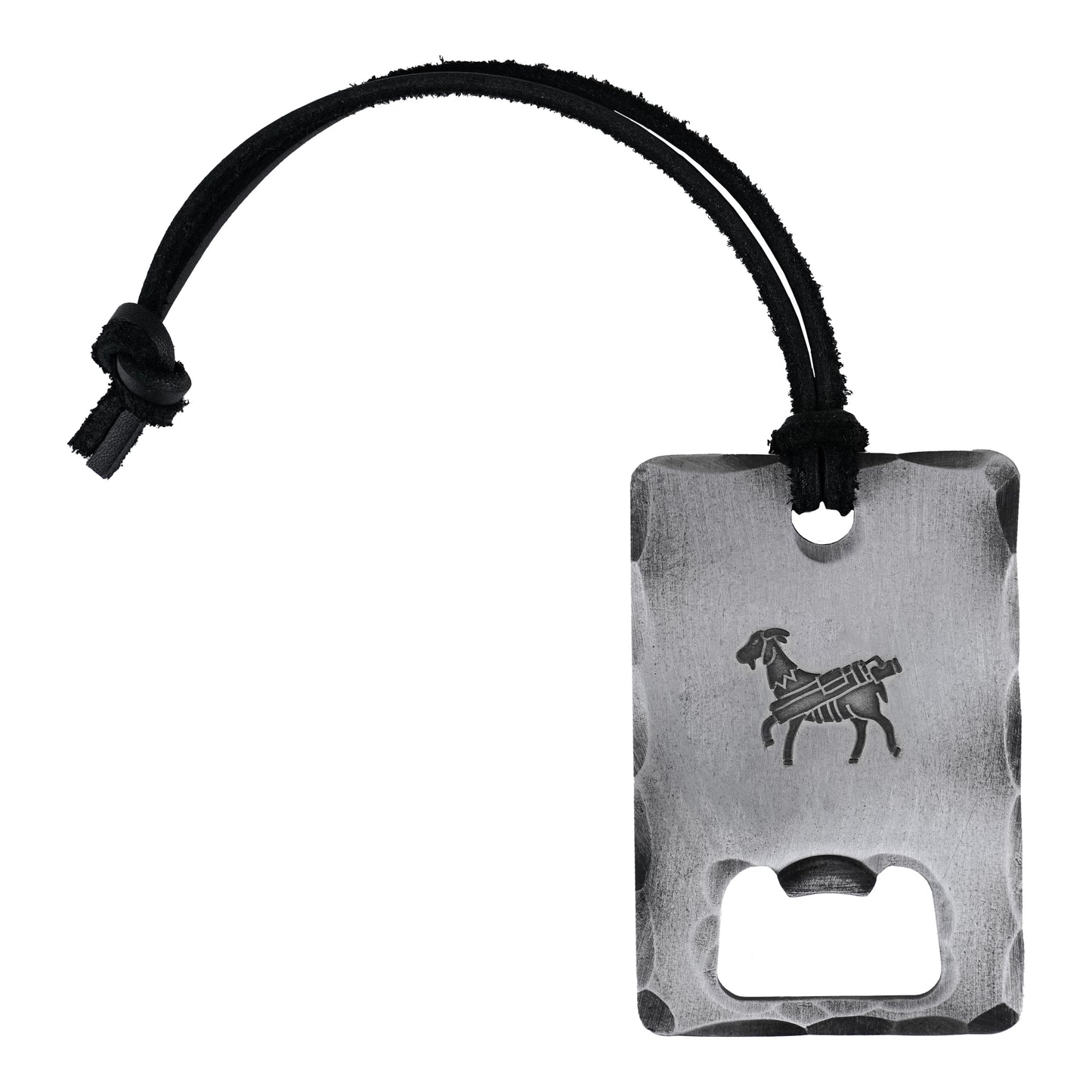 Hand Forge Customizable Goat Division Caddie Leather Cord Bottle Opener Bag Tag | Seamus Golf | Front