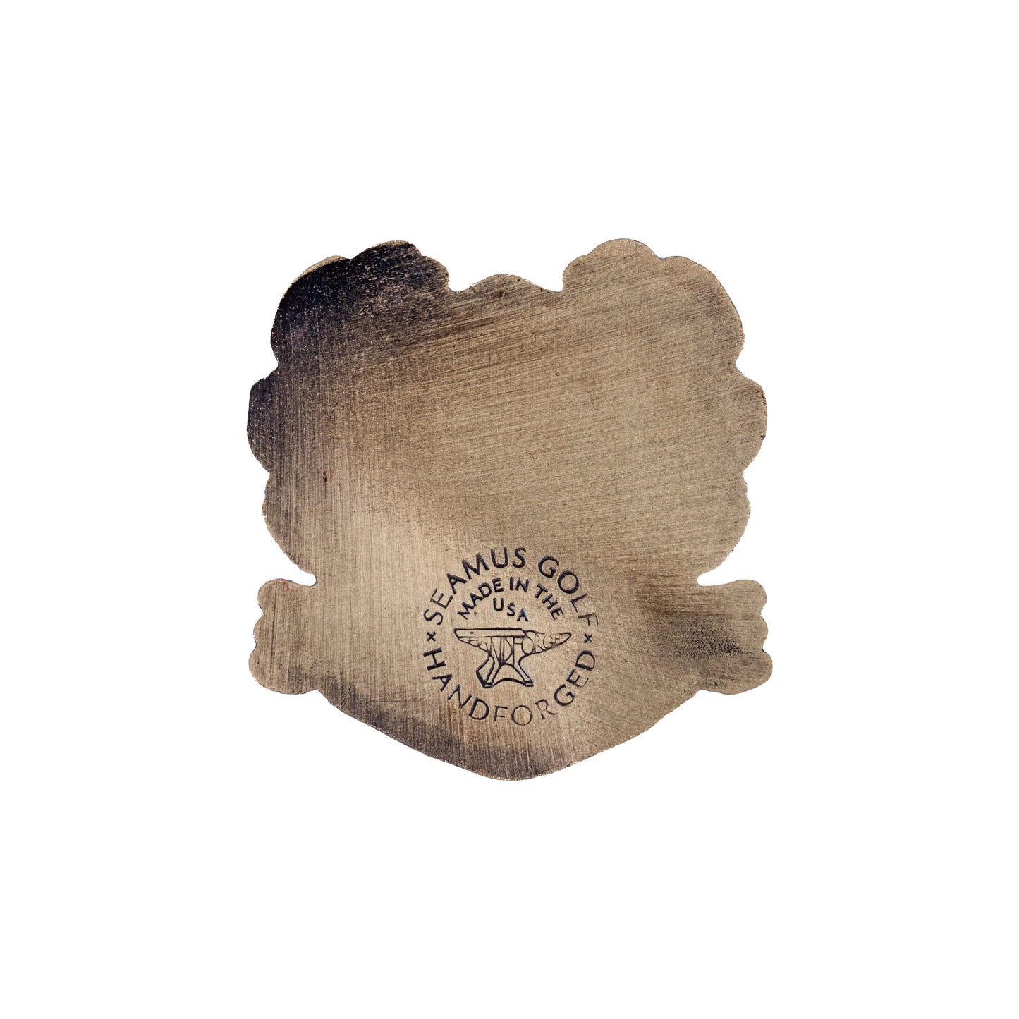 Hand Forge Customizable Goat Crest Far and Sure Bronze Ball Marker | Seamus Golf | Back