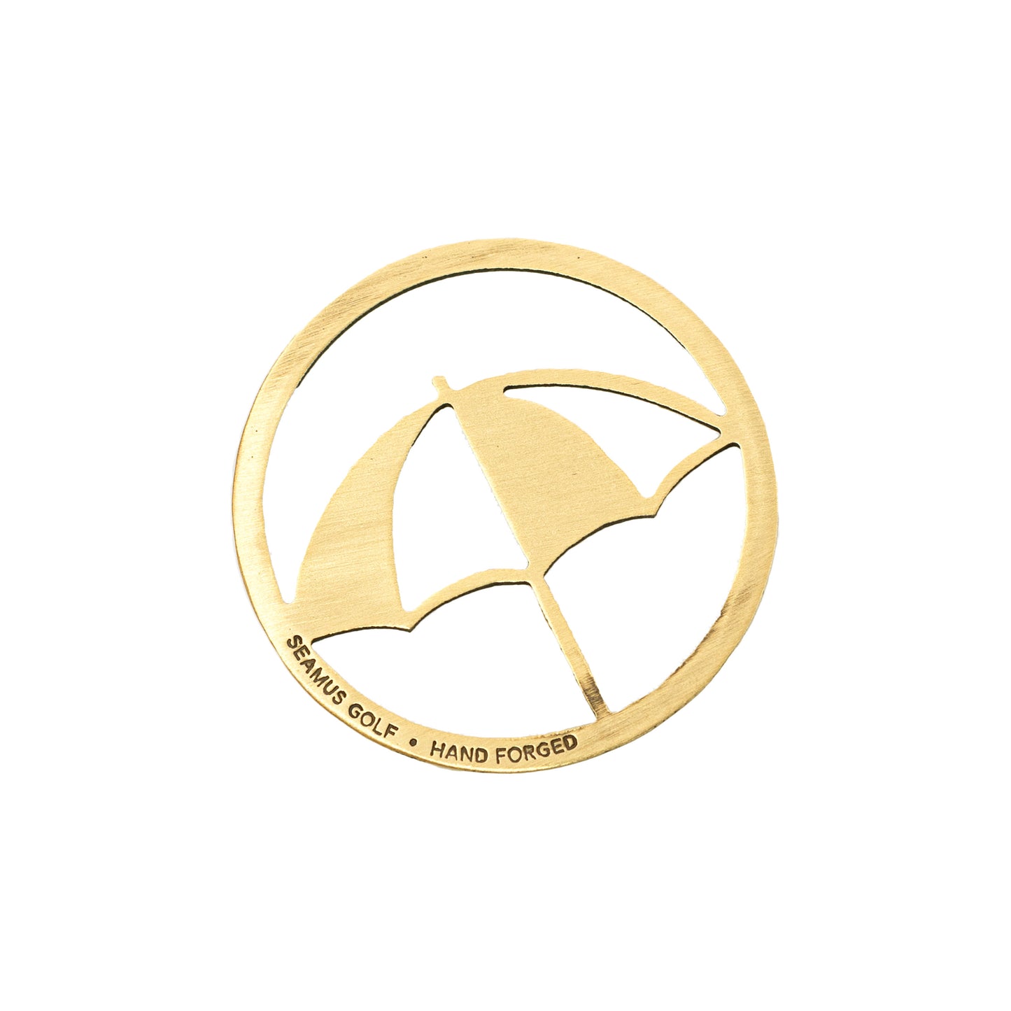 Hand Forge Arnold Palmer Umbrella Cutout Bronze Golf Ball Mark | Seamus Golf | Back