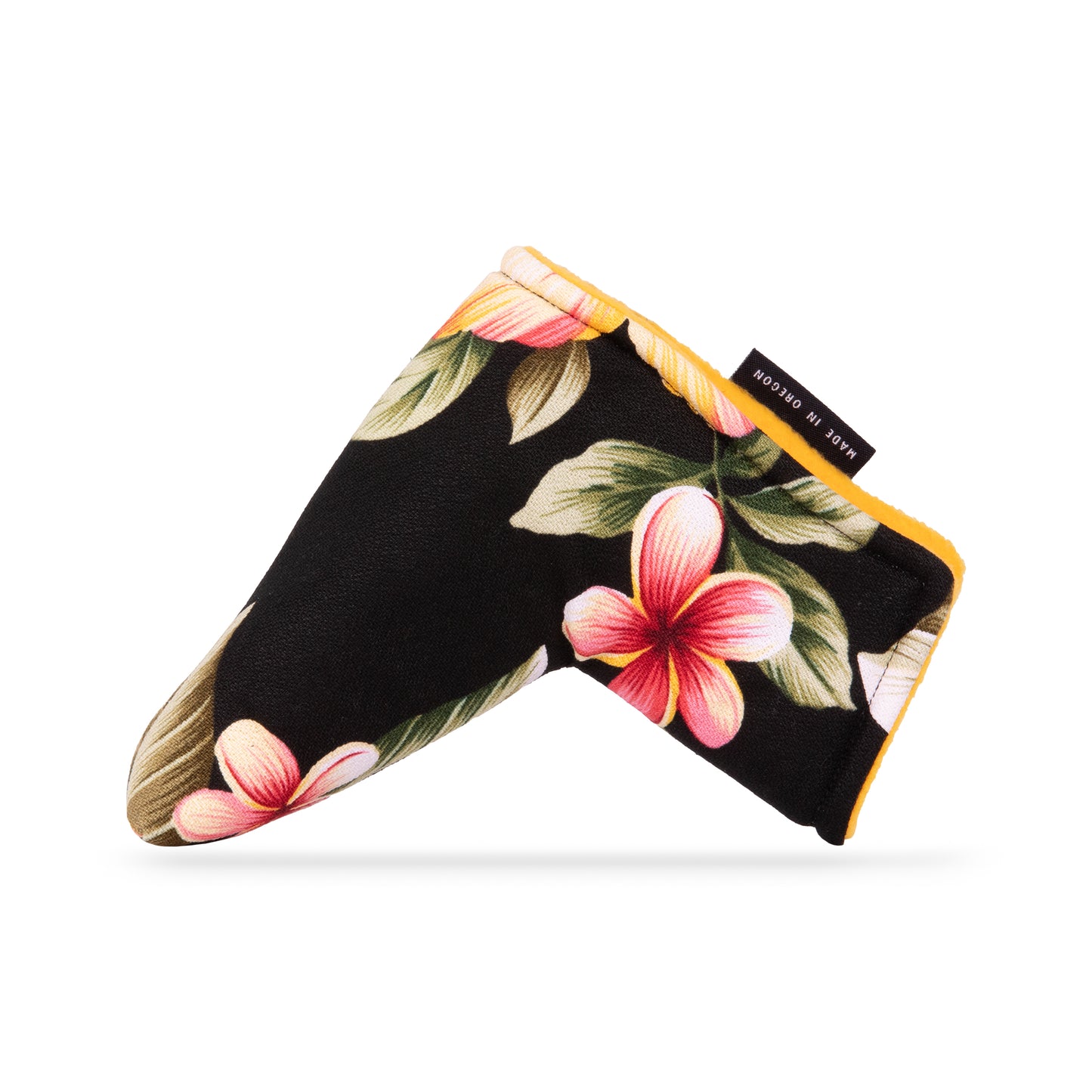 Hiwahiwa Black Hawaiian Floral Print Canvas Golf Blade Putter Head Cover | Seamus Golf | 3