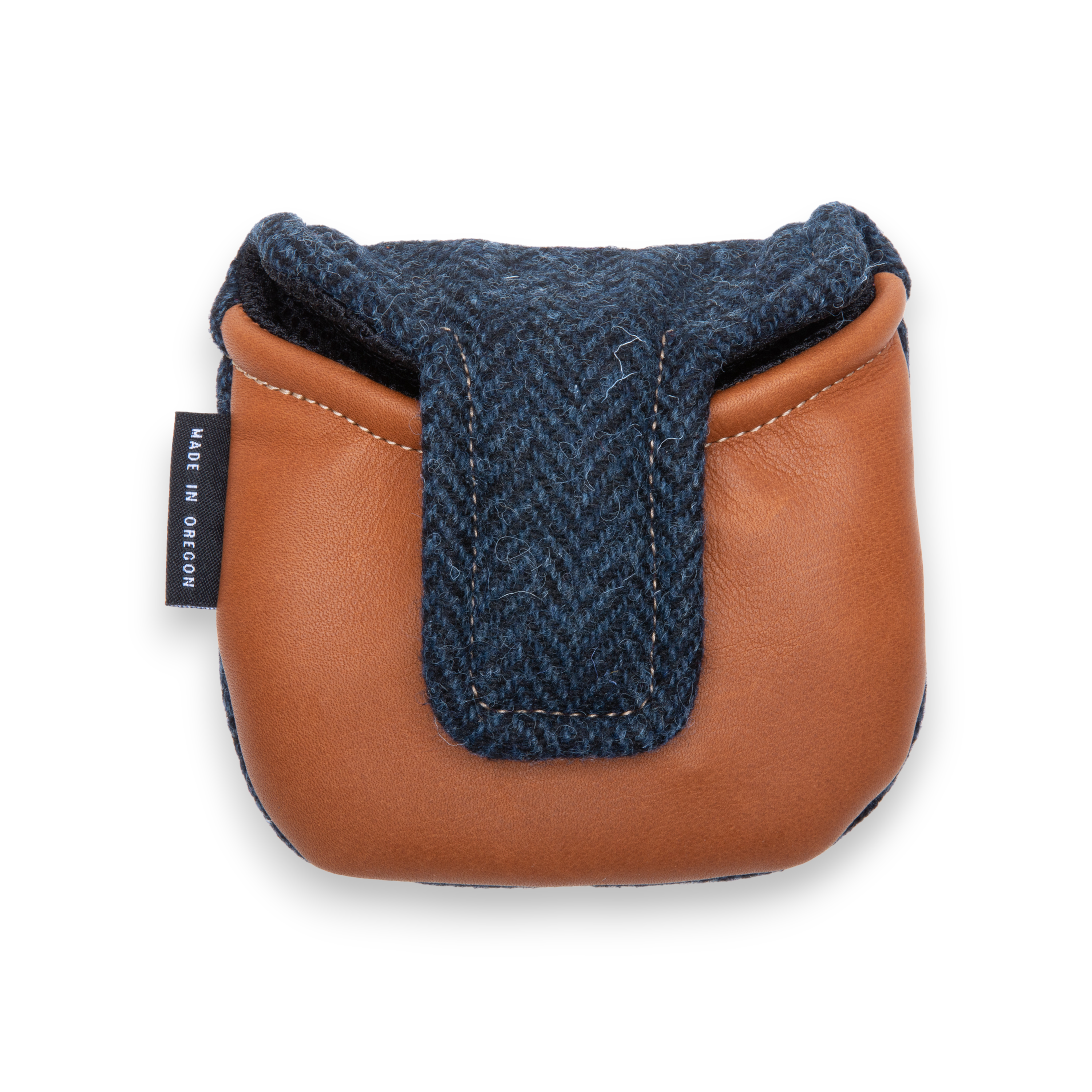 Navy Harris Tweed Heel Shafted Mallet Putter Cover