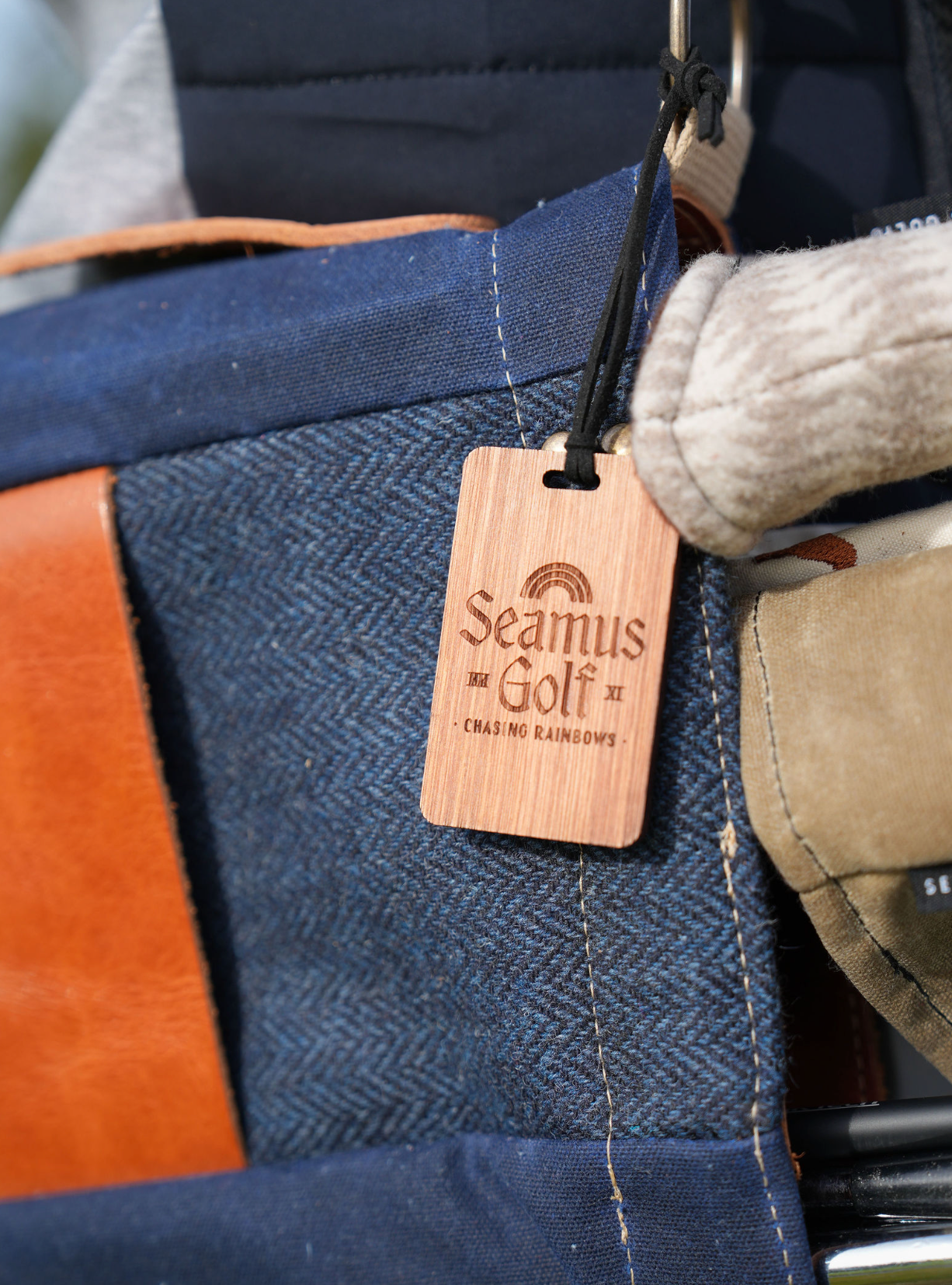 Navy Harris Tweed Sunday Bag