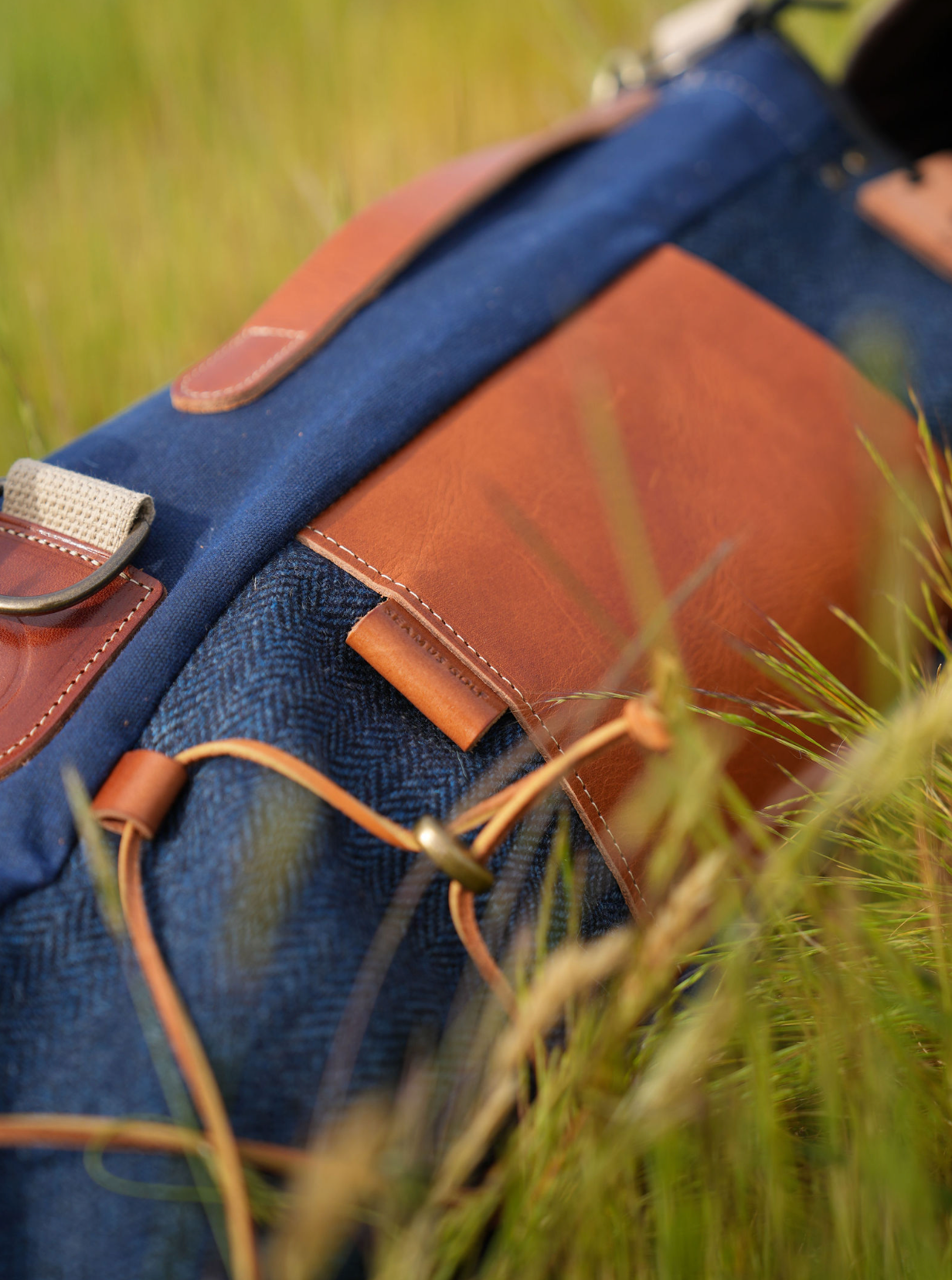 Navy Harris Tweed Sunday Bag