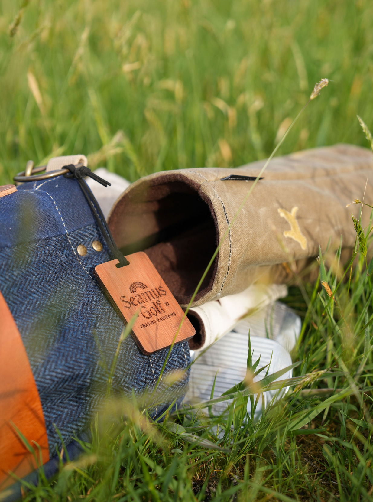 Navy Harris Tweed Sunday Bag