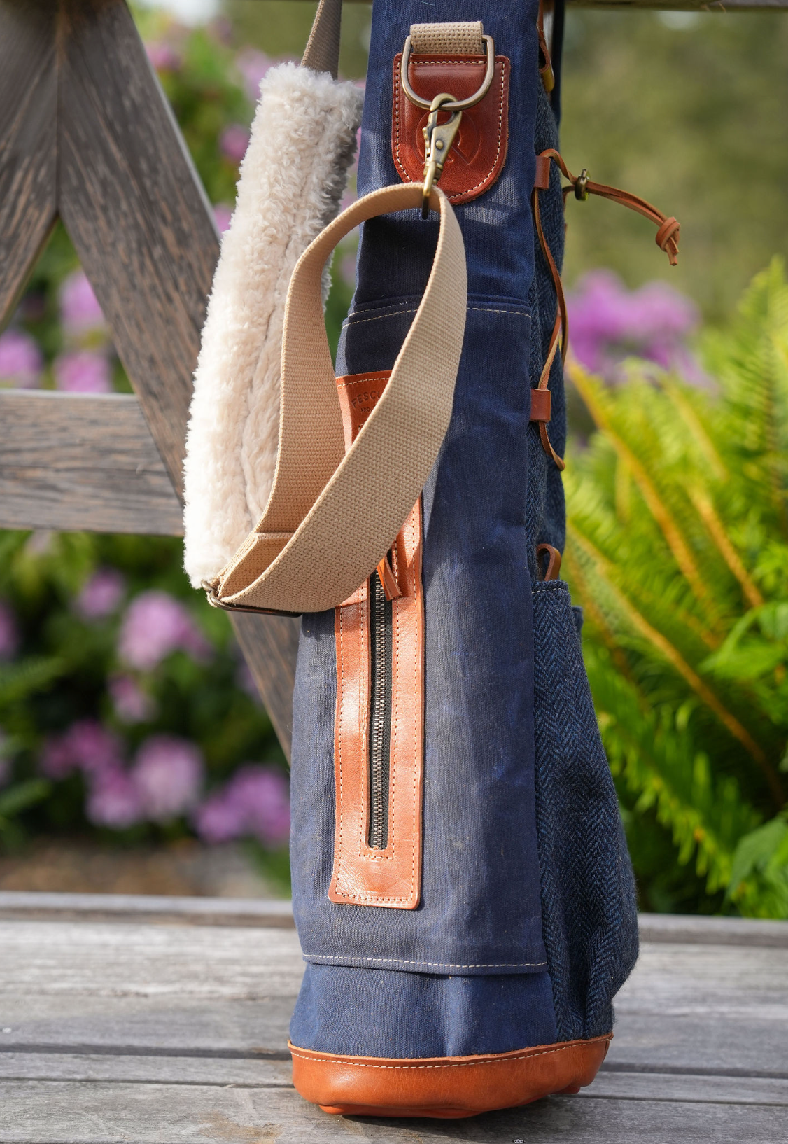 Navy Harris Tweed Sunday Bag