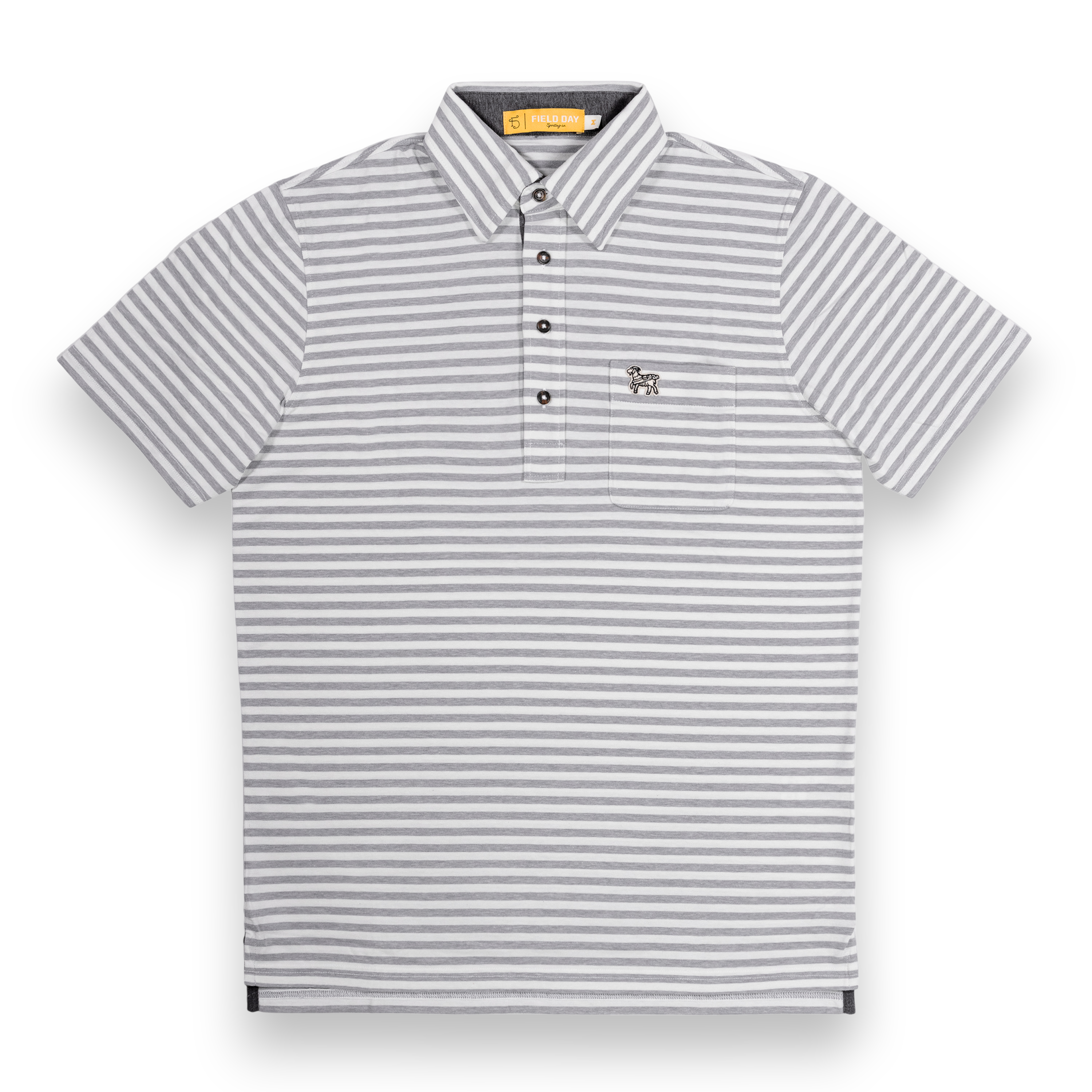 Seamus x Field Day Francis 4 Button Polo - Grey/White