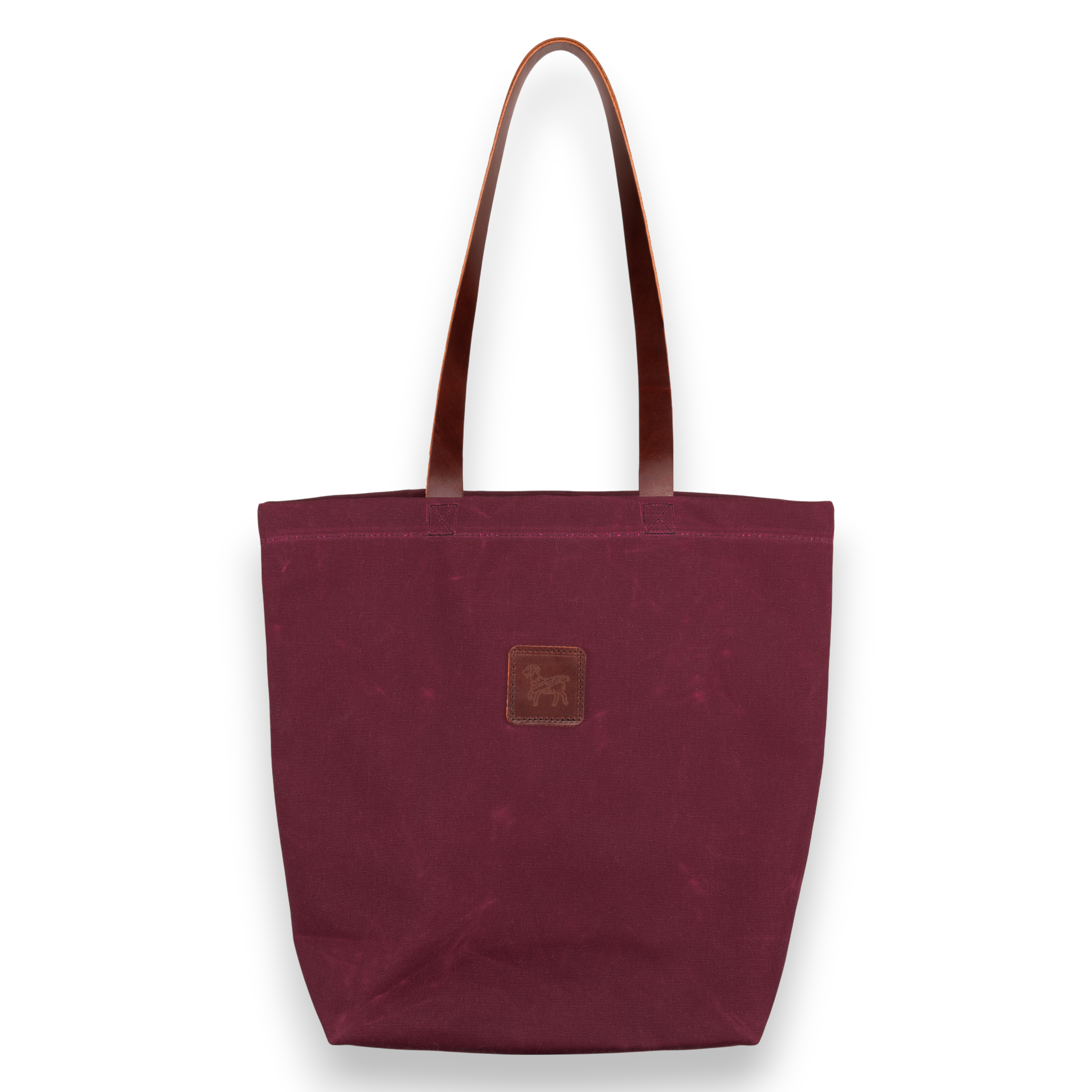 Waxed Canvas Tote Bag - Burgundy