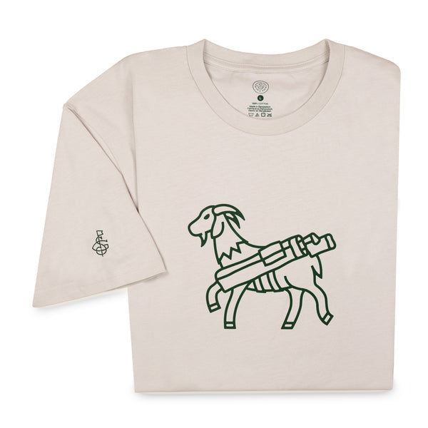 Seamus Goat T-Shirt - Green on Bone