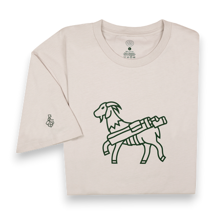 Seamus Goat T-Shirt - Green on Bone