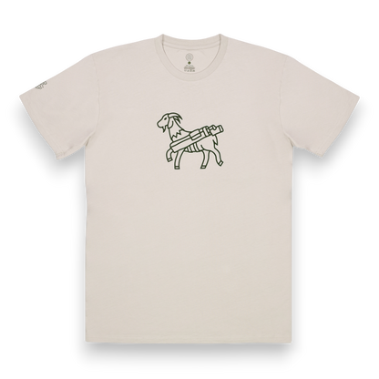 Seamus Goat T-Shirt - Green on Bone