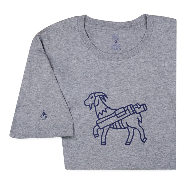 Seamus Goat T-Shirt - Navy on Grey