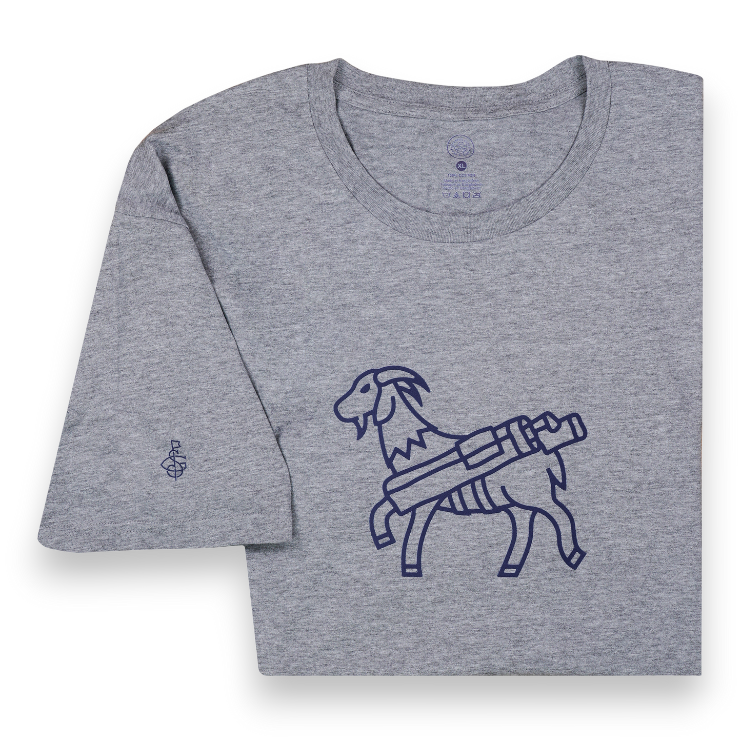 Seamus Goat T-Shirt - Navy on Grey