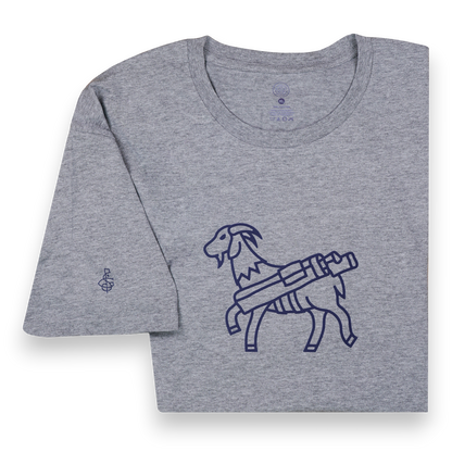 Seamus Goat T-Shirt - Navy on Grey