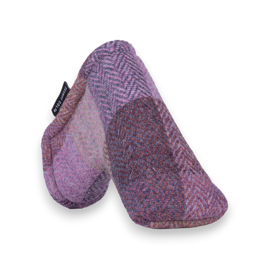 Lavender Check Harris Tweed Blade Putter Cover