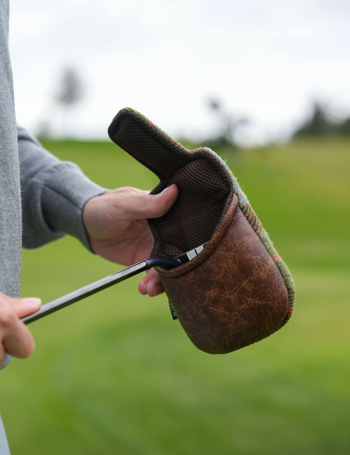 MacLeod Check Harris Tweed Heel Shafted Mallet Putter Cover