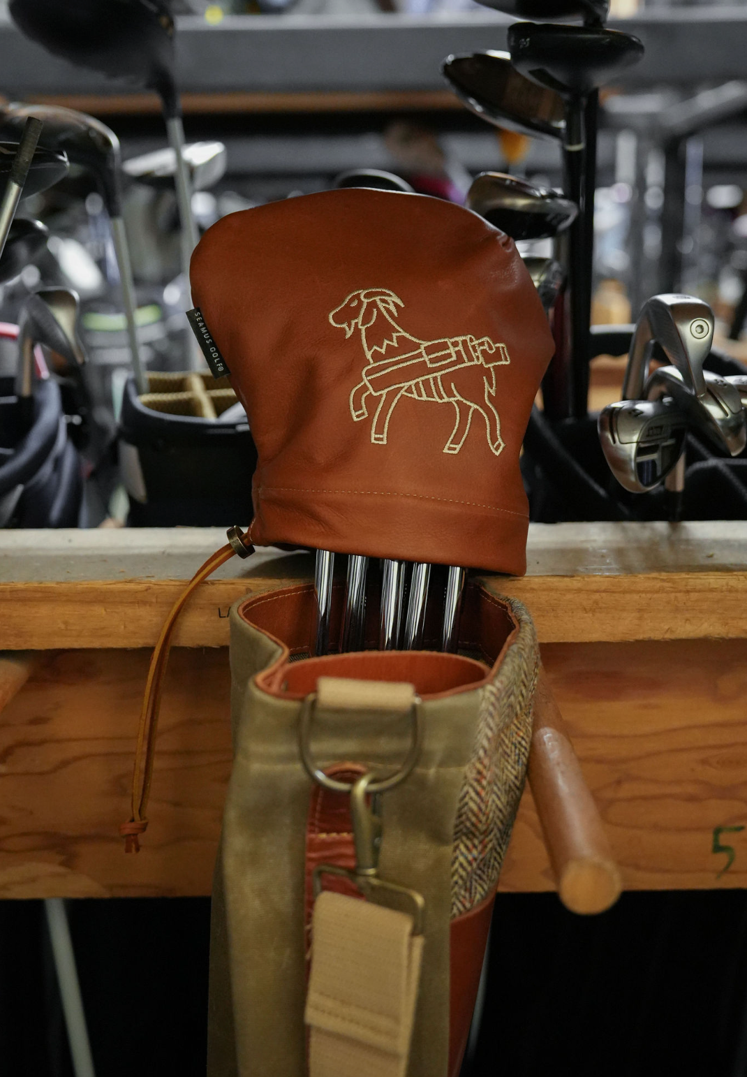 British Tan Aniline Leather Iron Cover