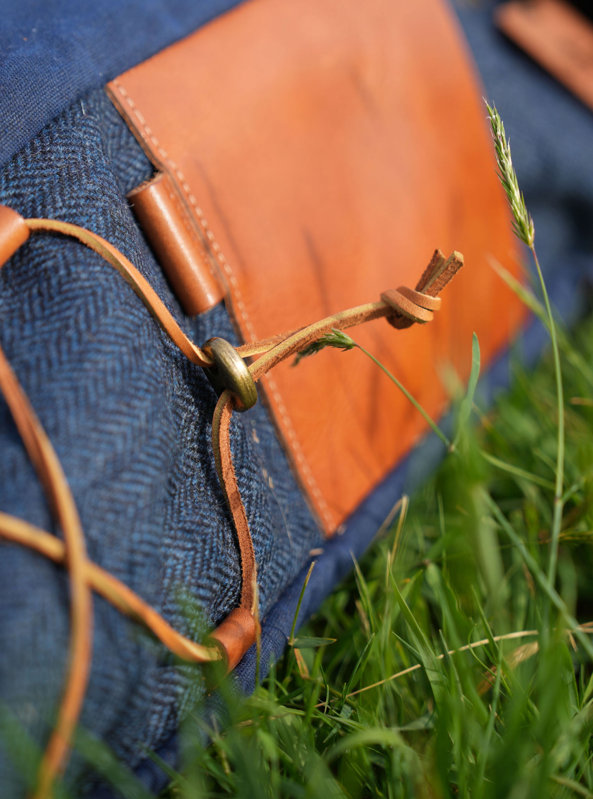 Navy Harris Tweed Sunday Bag