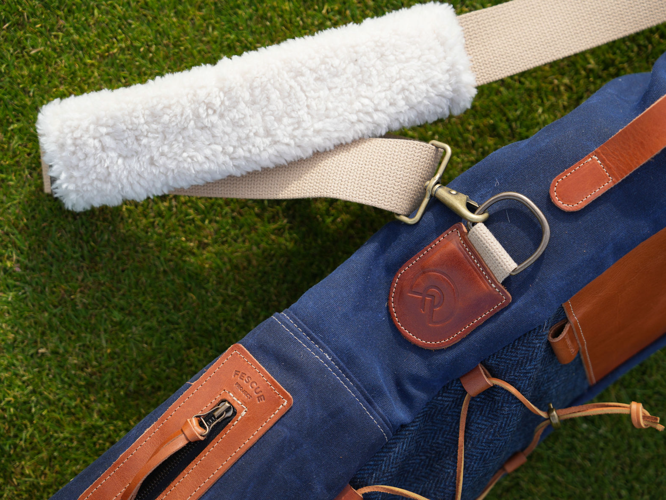 Navy Harris Tweed Sunday Bag