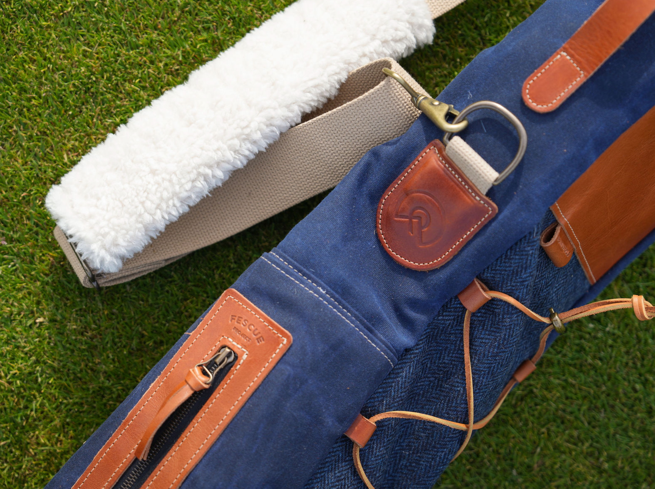 Navy Harris Tweed Sunday Bag
