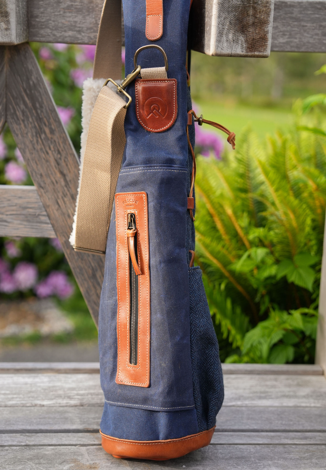 Navy Harris Tweed Sunday Bag