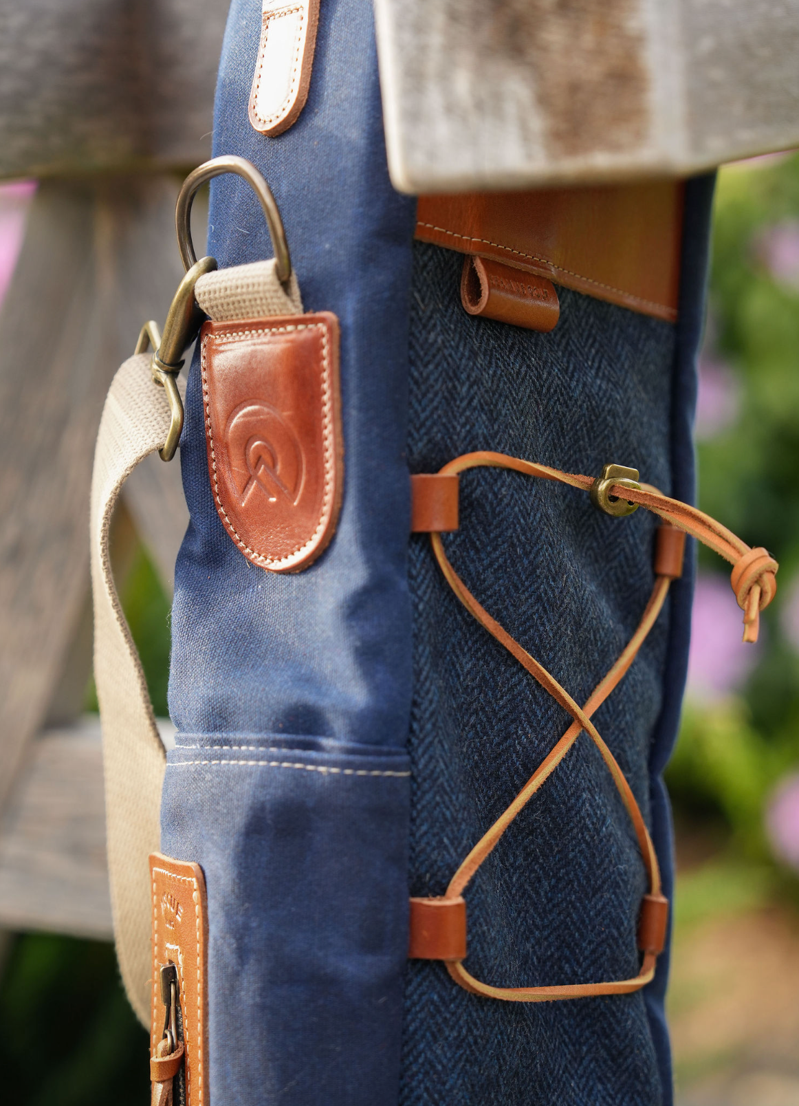 Navy Harris Tweed Sunday Bag