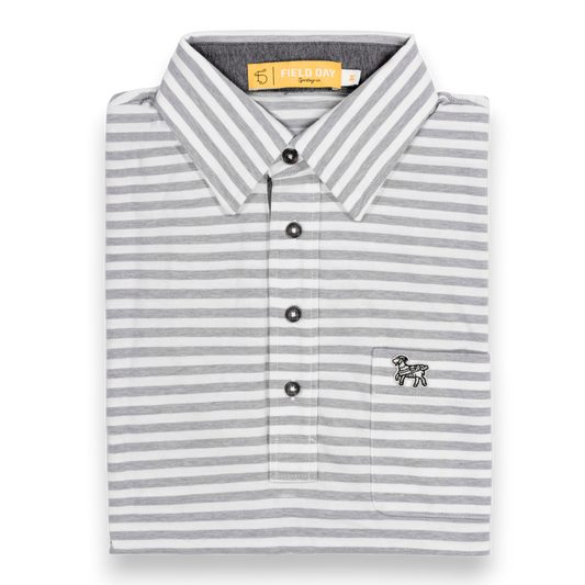 Seamus x Field Day Francis 4 Button Polo - Grey/White