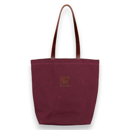 Waxed Canvas Tote Bag - Burgundy