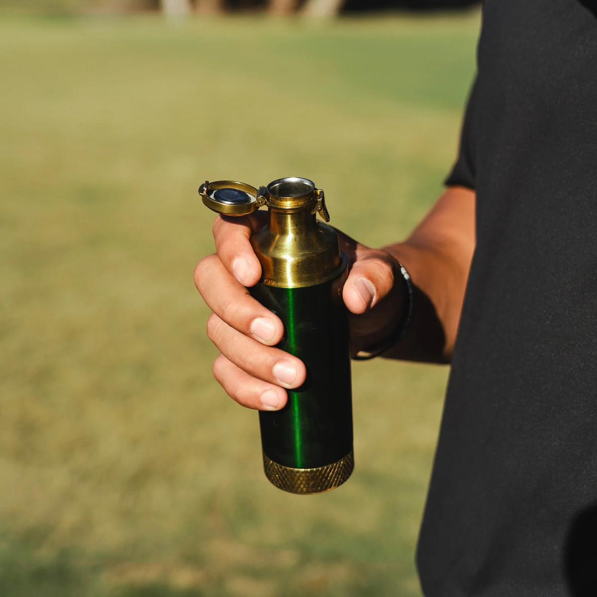 Torch Flask British Racing Green and Gold - SG Flag Logo