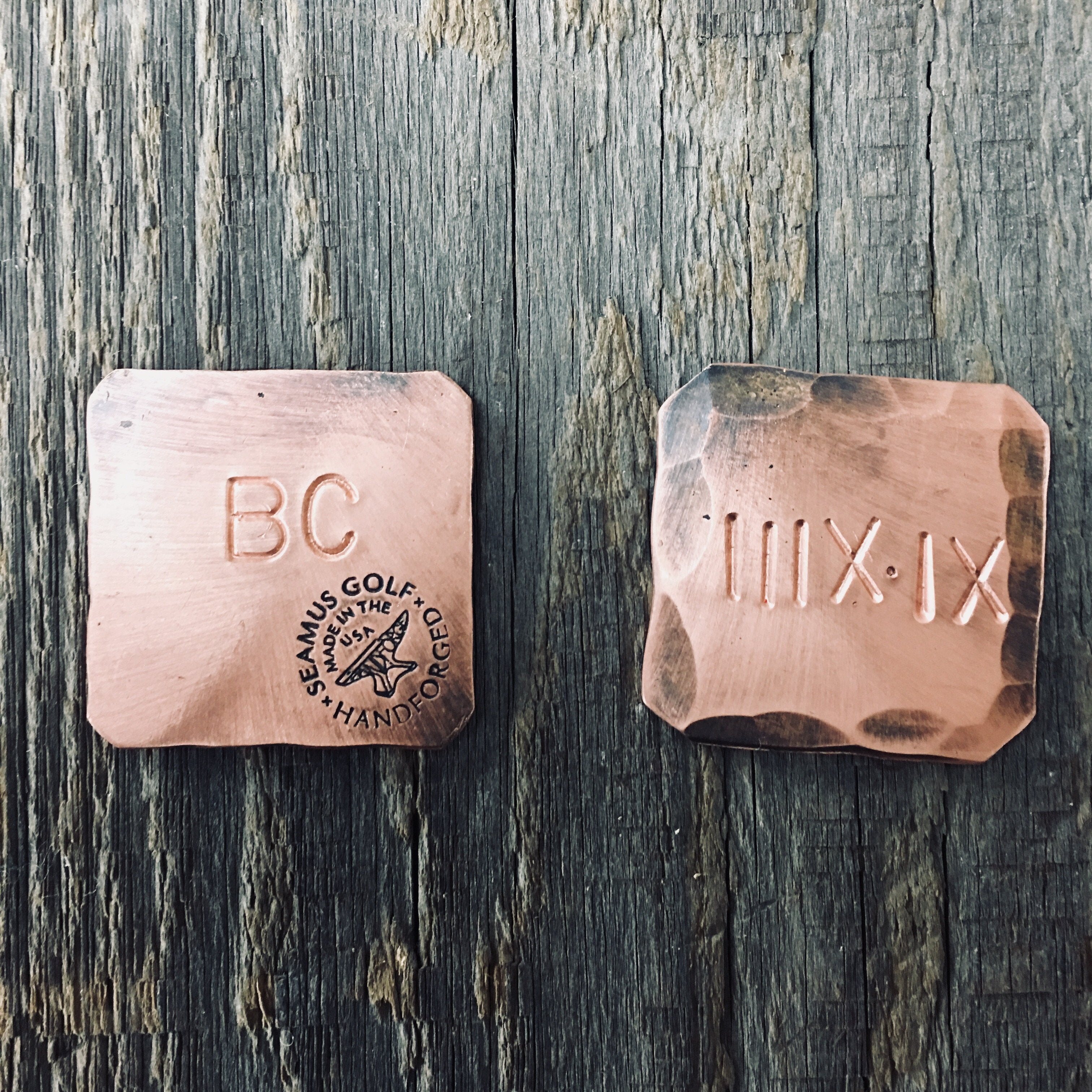 Hand Forge Customizable Blank Copper Square Ball Mark | Seamus Golf | Back